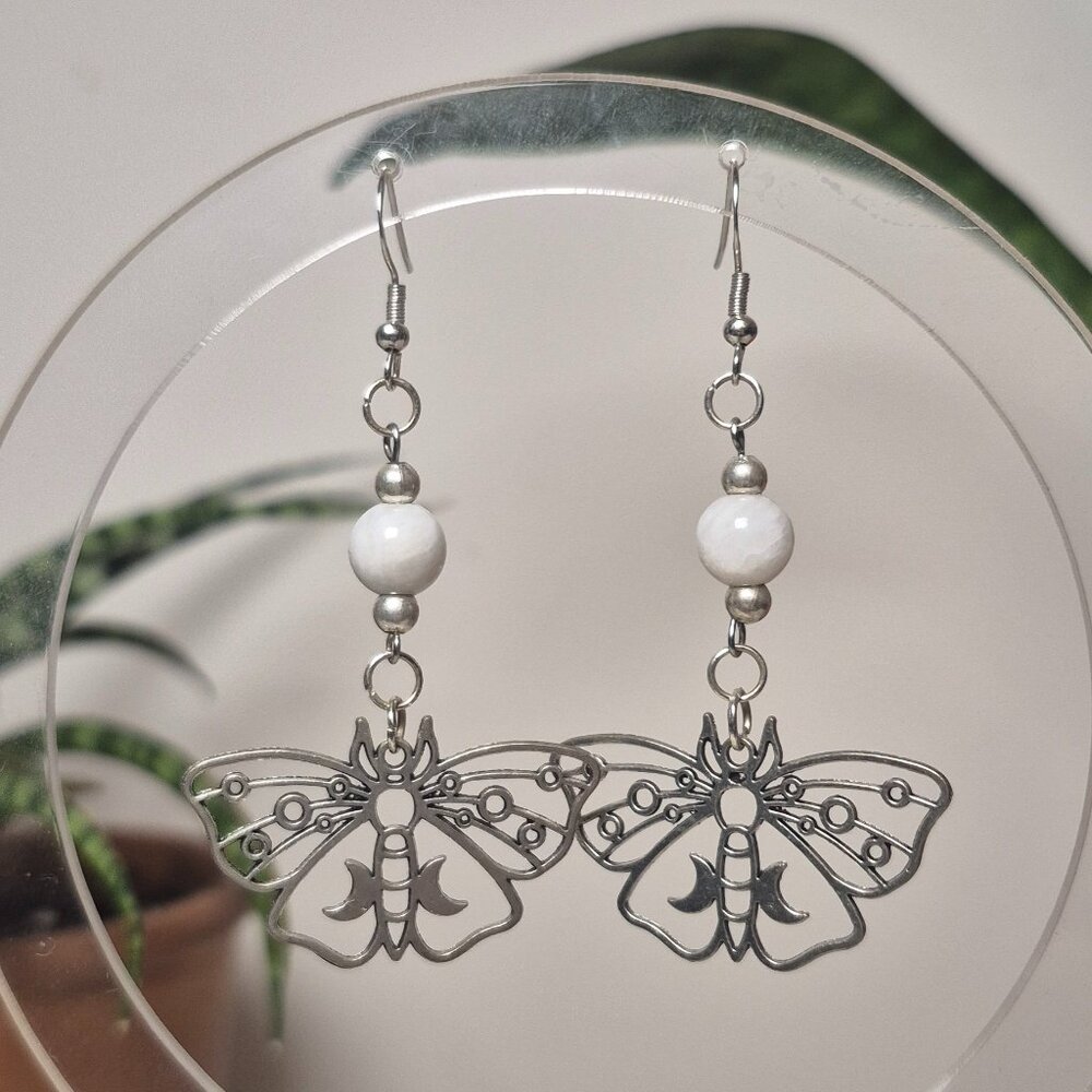 Moonstone Lunar Butterfly Earrings
